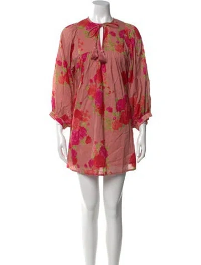Pre-owned Mille Floral Print Mini Dress W/ Tags In Pink
