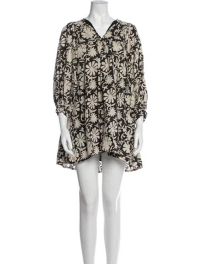 Pre-owned Mille Floral Print Mini Dress In White