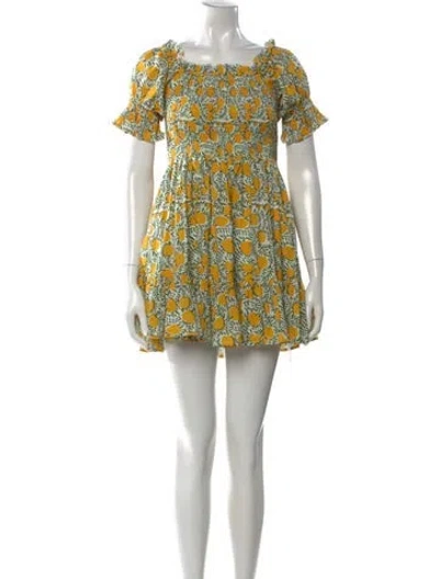 Pre-owned Mille Floral Print Mini Dress In White