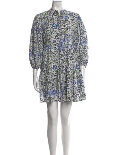 Pre-owned Mille Floral Print Mini Dress In White