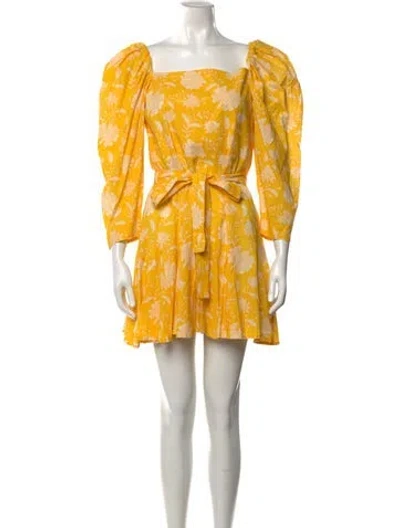 Pre-owned Mille Floral Print Mini Dress In Yellow