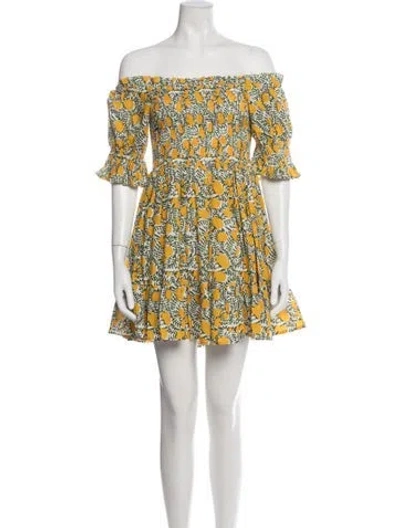 Pre-owned Mille Floral Print Mini Dress In Yellow