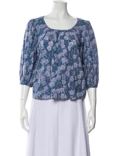 Pre-owned Mille Floral Print Scoop Neck Blouse In Multi