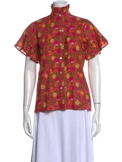 Pre-owned Mille Floral Print Short Sleeve Top In Multi