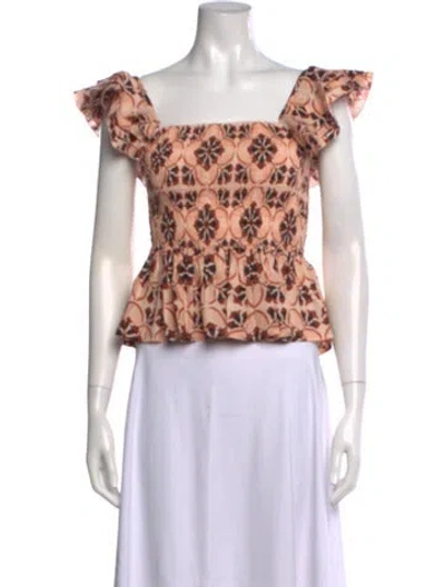 Pre-owned Mille Floral Print Square Neckline Top In Multi