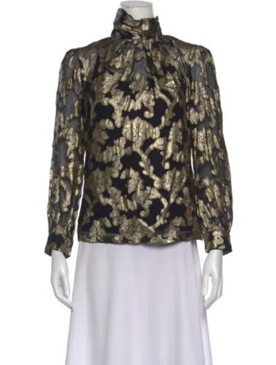 Pre-owned Mille Floral Print Tie Neck Blouse In Multicolor