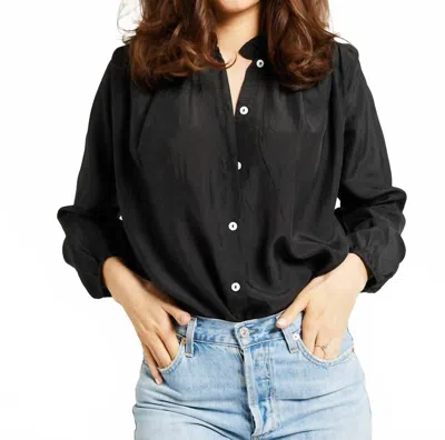 Mille Francesca Long Sleeve Top In Black Silk
