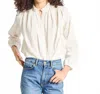 Mille Francesca Long Sleeve Top In Ivory Eyelet In White