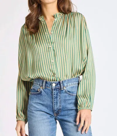 Mille Francesca Top In Almond/green Stripe In Multi