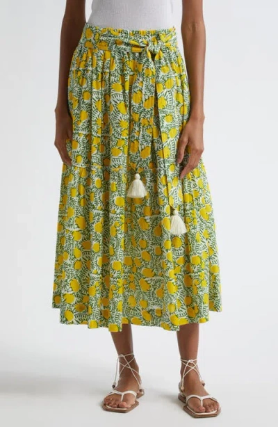 Mille Franoise Floral Stripe Cotton Skirt