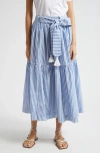 Mille Franoise Floral Stripe Cotton Skirt In Blue