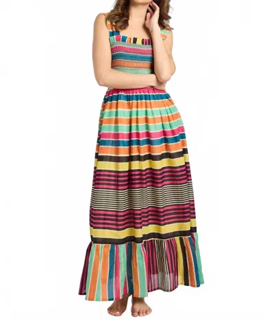 Mille Garden Dress In Ibiza Stripe In Multi