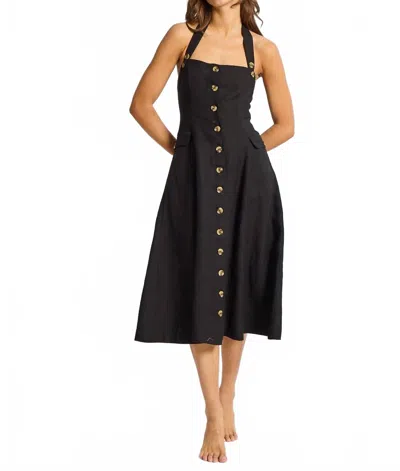 Mille Isla Midi Dress In Black Linen
