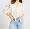 Mille Joni Top In Cappuccino Stripe In White