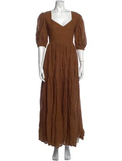 Pre-owned Mille Lace Pattern Long Dress In Neutral