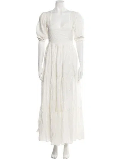 Pre-owned Mille Lace Pattern Long Dress In Neutrals