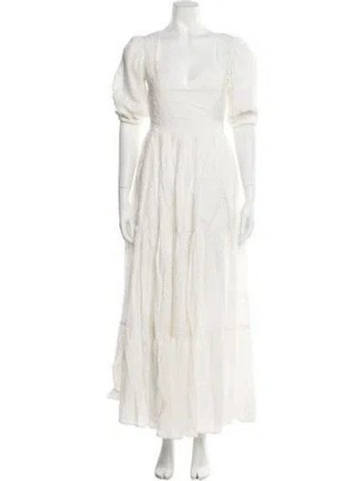 Pre-owned Mille Lace Pattern Long Dress In White