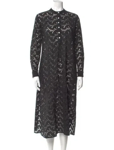 Pre-owned Mille Lace Pattern Midi Length Dress In Gray