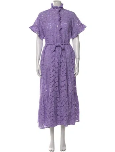 Pre-owned Mille Lace Pattern Midi Length Dress In Purple