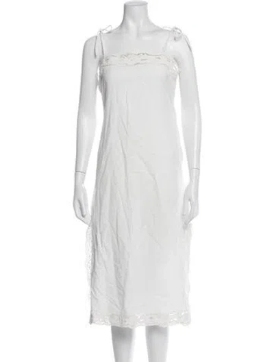 Pre-owned Mille Lace Pattern Midi Length Dress In White