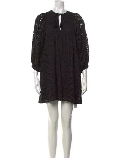 Pre-owned Mille Lace Pattern Mini Dress In Black