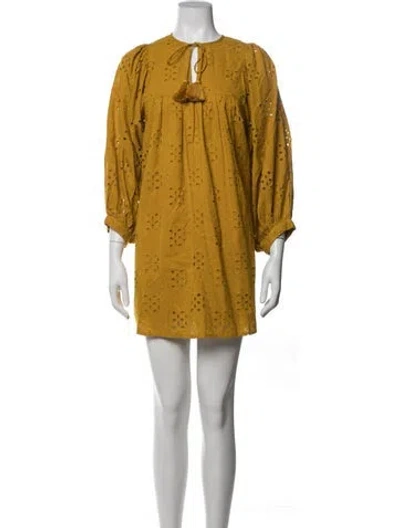 Pre-owned Mille Lace Pattern Mini Dress W/ Tags In Yellow