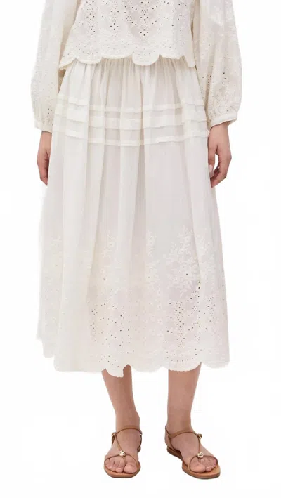 Mille Leone Skirt In White Eyelet