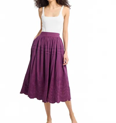 Mille Leonie Midi Skirt In Plum Eyelet In Pink