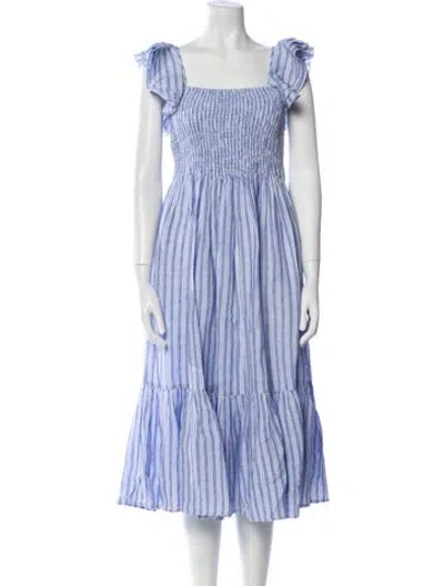 Pre-owned Mille Linen Long Dress In Blue