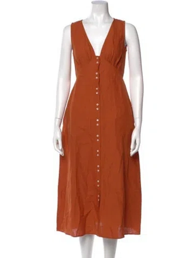 Pre-owned Mille Linen Long Dress W/ Tags In Orange