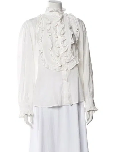 Pre-owned Mille Long Sleeve Blouse In White