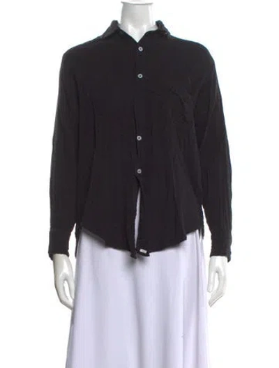 Pre-owned Mille Long Sleeve Button-up Top In Black