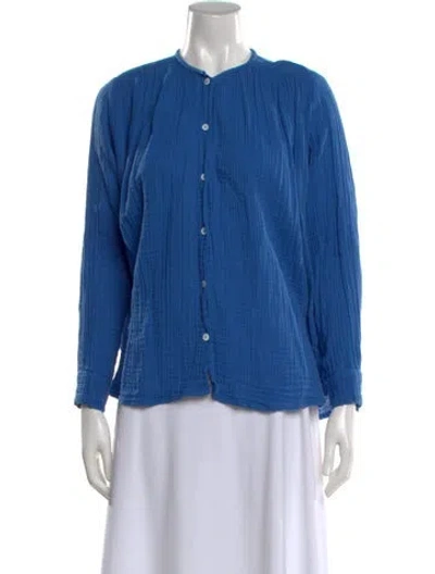 Pre-owned Mille Long Sleeve Button-up Top In Blue