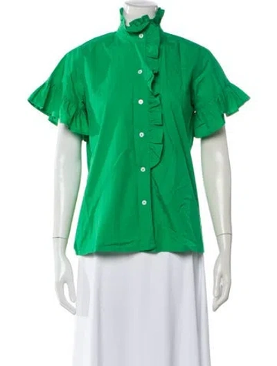 Pre-owned Mille Long Sleeve Button-up Top In Green