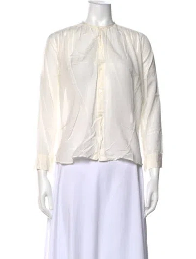 Pre-owned Mille Long Sleeve Button-up Top In Neutral
