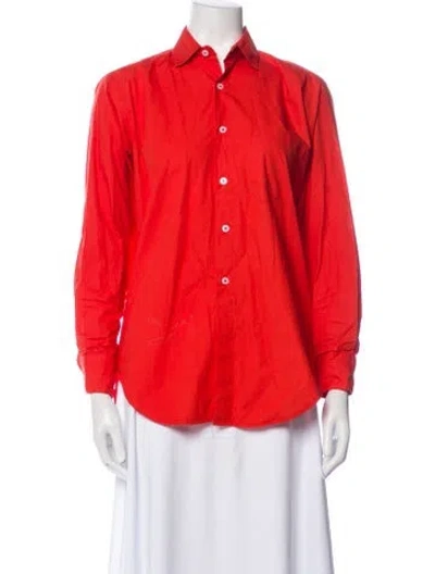 Pre-owned Mille Long Sleeve Button-up Top In Orange