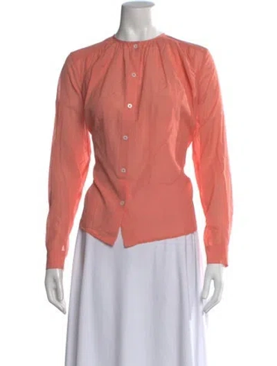 Pre-owned Mille Long Sleeve Button-up Top In Pink
