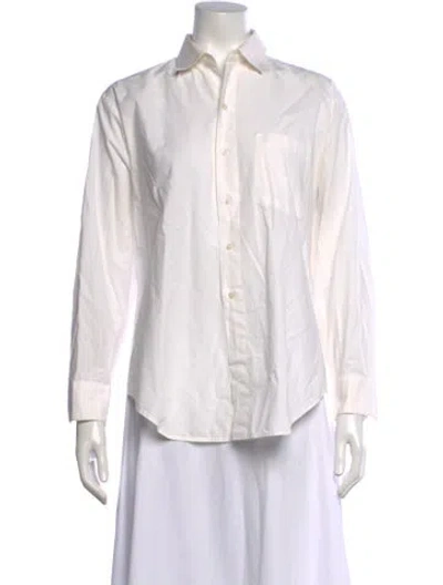 Pre-owned Mille Long Sleeve Button-up Top In White