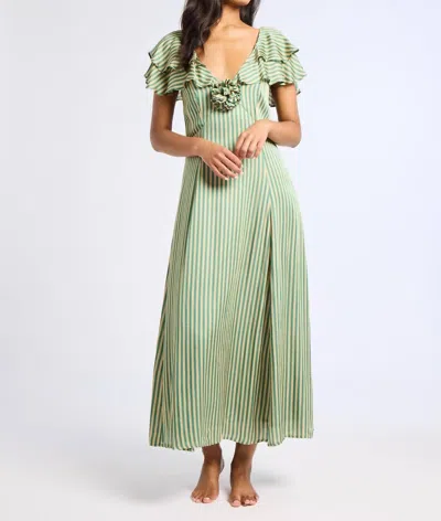Mille Lucie Dress In Almond/green Stripe