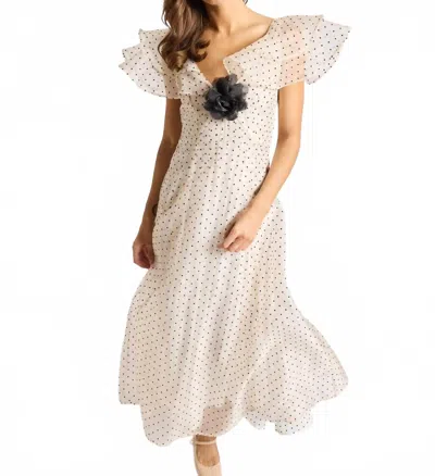 Mille Lucie Dress In Organza Dot In White