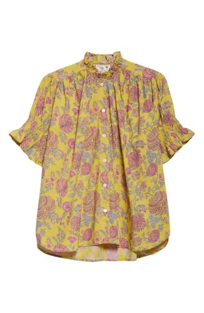 Mille Marnie Floral Ruffle Top In Citron Floral