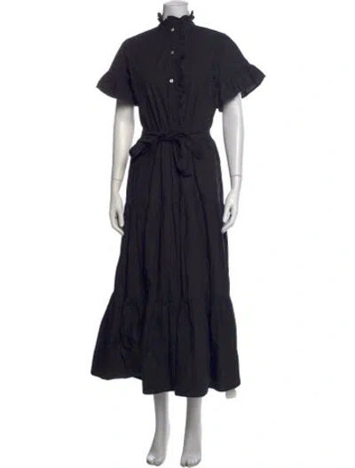 Pre-owned Mille Mock Neck Long Dress In Black