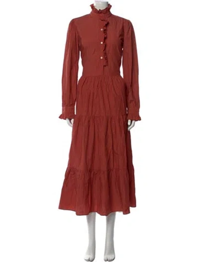 Pre-owned Mille Mock Neck Long Dress In Red