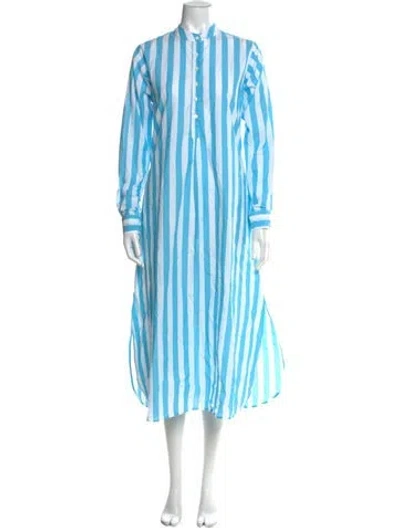 Pre-owned Mille Mock Neck Long Dress W/ Tags In Blue