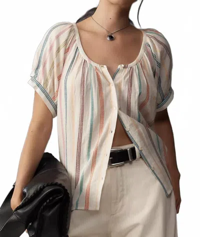 Mille Naomi Button-front Top In Stripe In Gold