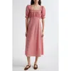 Mille Nicolette Gingham Puff Sleeve Cotton Sundress In Pink