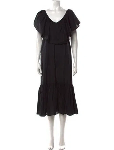 Pre-owned Mille Off-the-shoulder Midi Length Dress In Blue