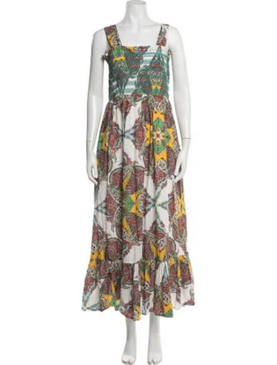 Pre-owned Mille Paisley Print Long Dress In Multicolor
