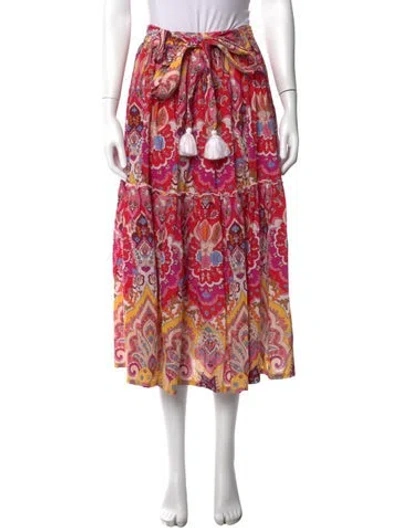 Pre-owned Mille Paisley Print Midi Length Skirt In Pink
