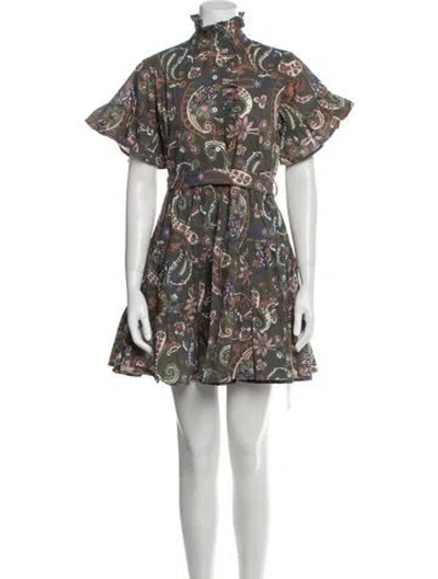 Pre-owned Mille Paisley Print Mini Dress In Green